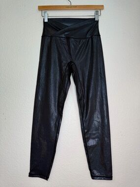 Popflex Sparkly Black Glitter High-Waist Stardust Collection Leggings, Size S
